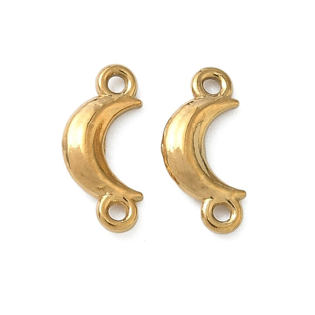 Vandfast måne Mellemled i Stål – (10.5x5mm, 2 stk.) - Uniq Perler - 