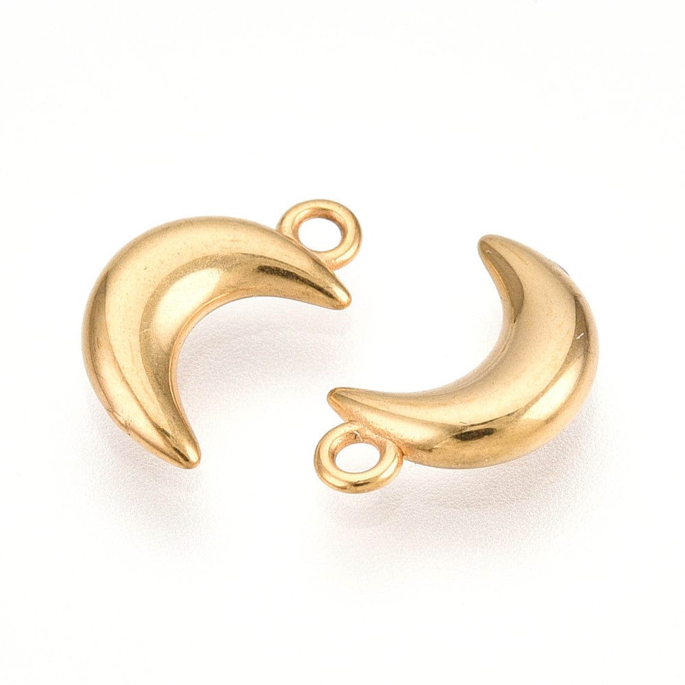 Vandfast Måne Vedhæng - 18K Forgyldt Stål (10,5x6,5mm) - Uniq Perler - 114997