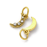 Vandfast Måne Vedhæng Med Rhinsten - Forgyldt Stål (7,5x3,5mm) - Uniq Perler - 114835