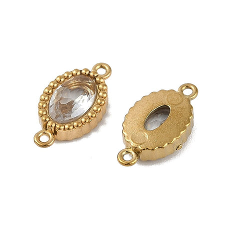 Vandfast Mellemled, 18K Forgyldt Stål, 12,5x6,5mm, 2 stk. - Uniq Perler - 113820