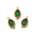 Vandfast Mellemled – Dråbeformet med Grøn Zirkonia, Forgyldt (12x6mm) 2 stk - Uniq Perler - 