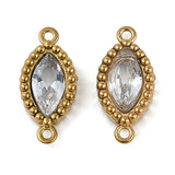 Vandfast Mellemled Med Klar Sten, 18K Forgyldt Stål, 13x6mm, 2 stk. - Uniq Perler - 113771