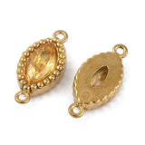 Vandfast Mellemled Med Orange Sten, 18K Forgyldt Stål, (13x6mm, 2 stk.) - Uniq Perler - 113770