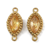 Vandfast Mellemled Med Orange Sten, 18K Forgyldt Stål, (13x6mm, 2 stk.) - Uniq Perler - 113770