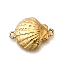 Wasserdichtes Mittelglied, Muschel, 14K Vergoldet Stahl, (20x15mm, 2 Stk.) - Uniq Perler - 790518