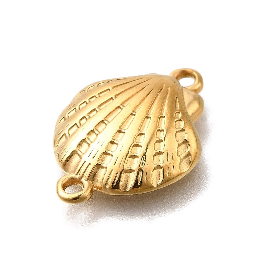 Vandfast Mellemled, Musling, 14K Forgyldt Stål, (20x15mm, 2 stk.) - Uniq Perler - 790518