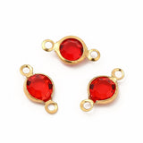 Vandfast Mellemled – Rund, 18K Forgyldt, Rød (12,5x7mm) 2 stk - Uniq Perler - 
