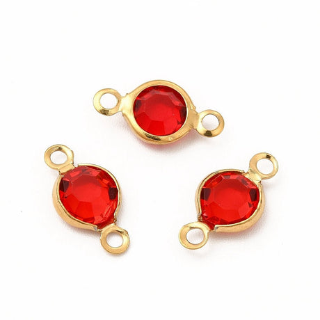 Vandfast Mellemled – Rund, 18K Forgyldt, Rød (12,5x7mm) 2 stk - Uniq Perler - 