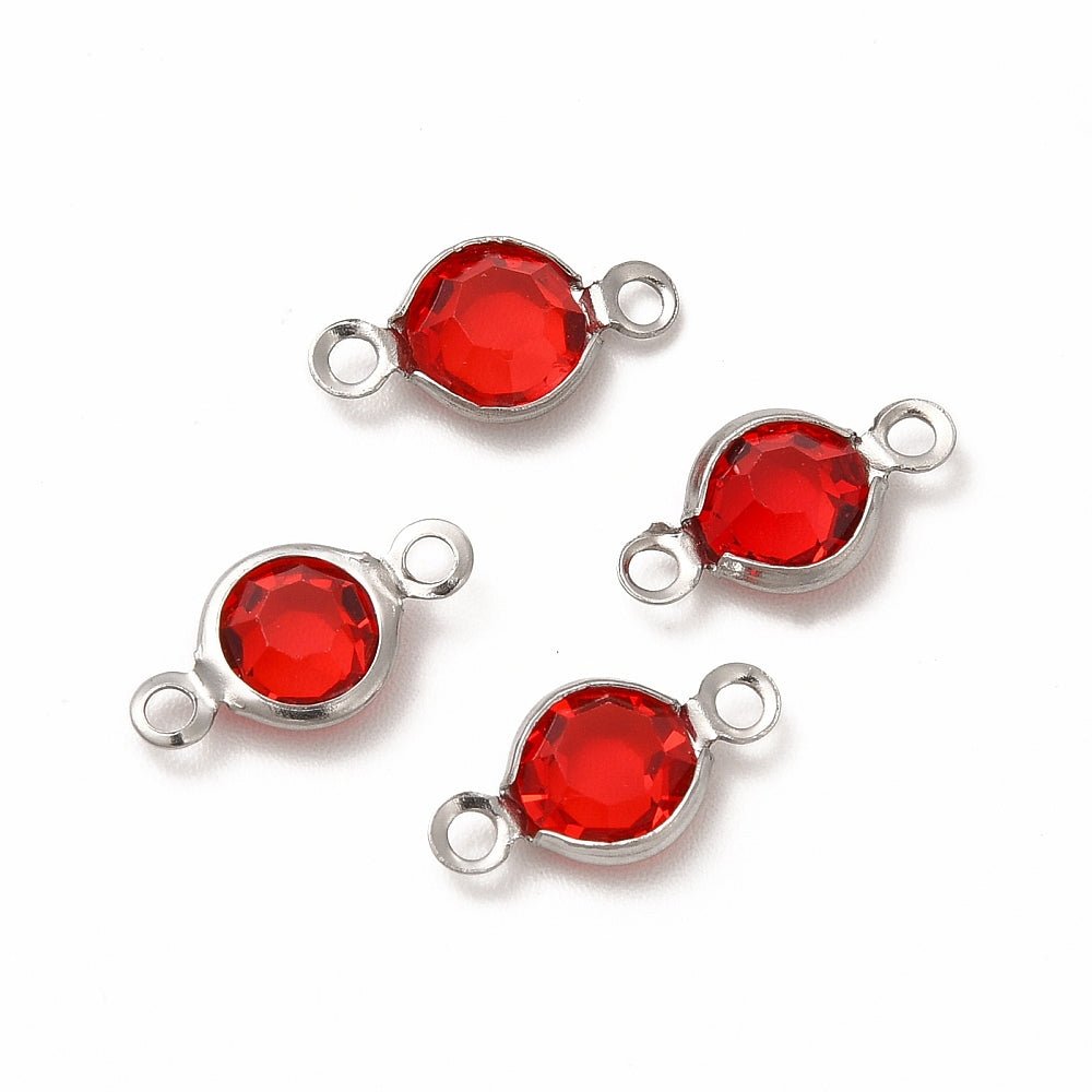 Vandfast Mellemled – Rund, Stål, Rød (12,5x7mm) 2 stk - Uniq Perler - 