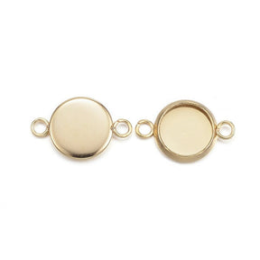 Water-resistant Intermediate Link For Cabochon, Gold-plated Steel, 16x10x2mm, (8 pcs.) - Uniq Perler - 113773