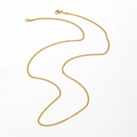 Vandfast Mini Panser Halskæde - 18K Forgyldt Stål (60cm) - Uniq Perler - 46677