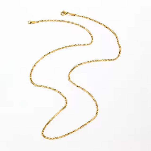 Vandfast Mini Panser Halskæde - 18K Forgyldt Stål (60cm) - Uniq Perler - 46677