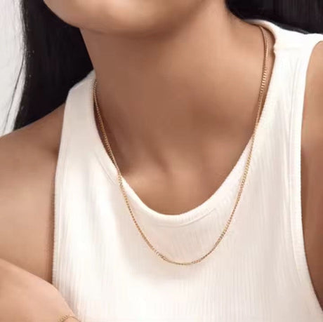 Vandfast Mini Panser Halskæde - 18K Forgyldt Stål (60cm) - Uniq Perler - 46677