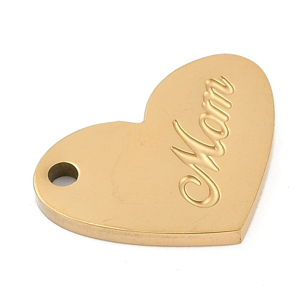 Vandfast MOM Vedhæng, Forgyldt Stål, (12x15,5mm) - Uniq Perler - 900455