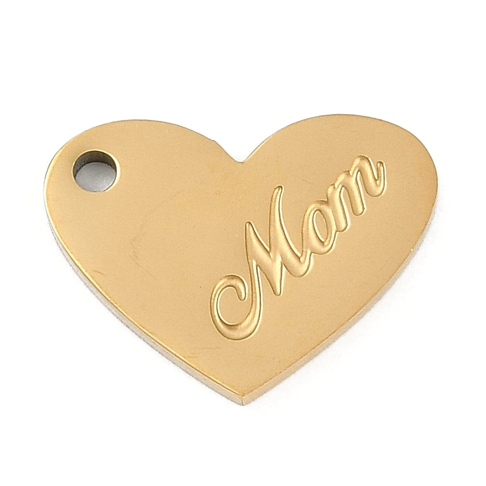 Vandfast MOM Vedhæng, Forgyldt Stål, (12x15,5mm) - Uniq Perler - 900455