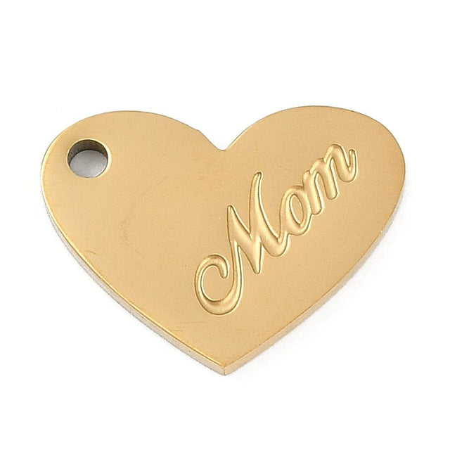Vandfast MOM Vedhæng, Forgyldt Stål, (12x15,5mm) - Uniq Perler - 900455