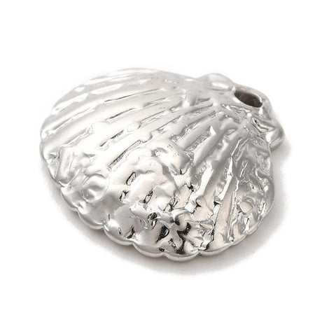 Vandfast Muslingeskal Vedhæng, Stål, 14x15mm, 2 stk. - Uniq Perler - 054191