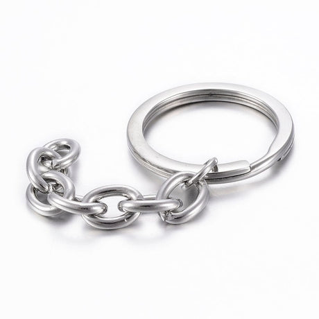 Vandfast Nøglering - Stål (30mm, 4 stk) - Uniq Perler - 114982