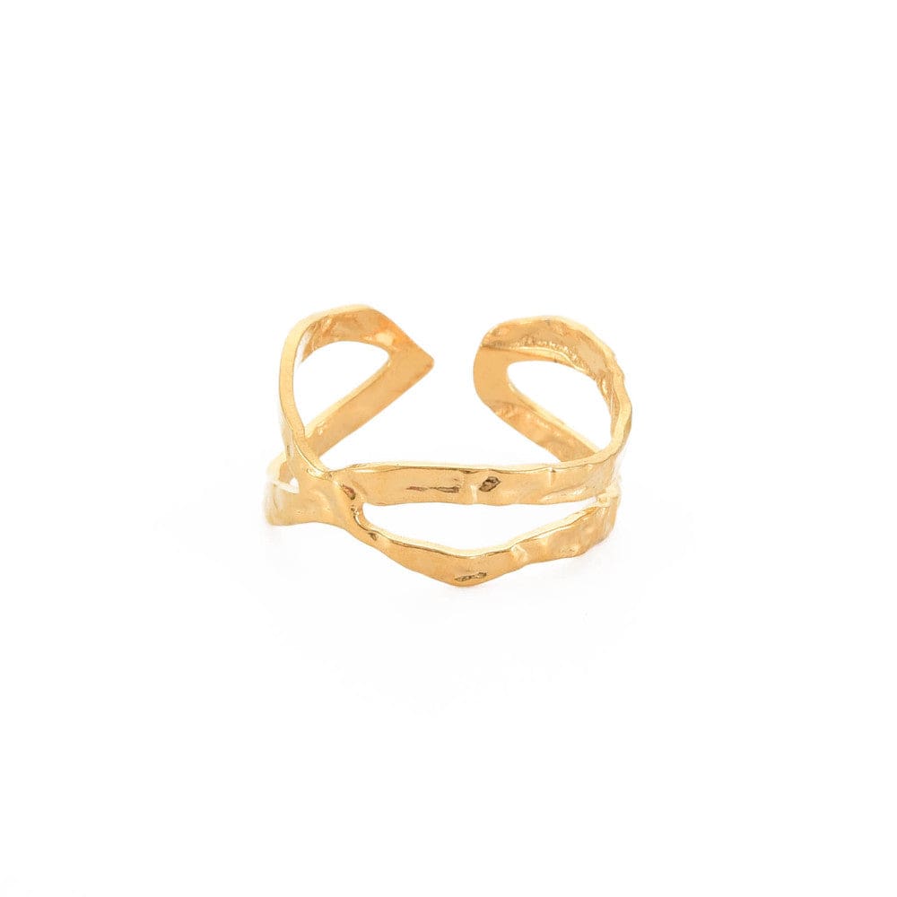 Vandfast Og Regulerbar Ring - 18K Forgyldt Stål (17mm) - Uniq Perler - 115324