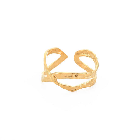 Vandfast Og Regulerbar Ring - 18K Forgyldt Stål (17mm) - Uniq Perler - 115324