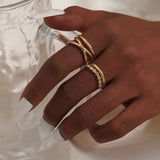 Vandfast Og Regulerbar Ring Af Forgyldt Stål, (1 sæt af 2 stk.) - Uniq Perler - 115561