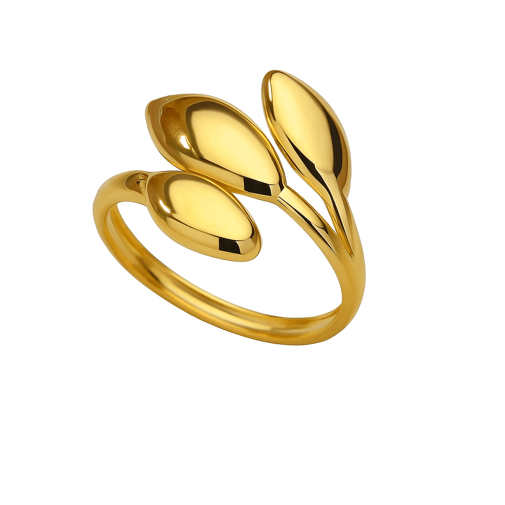 Vandfast Og Regulerbar Ring Af Forgyldt Stål - Uniq Perler - 115161