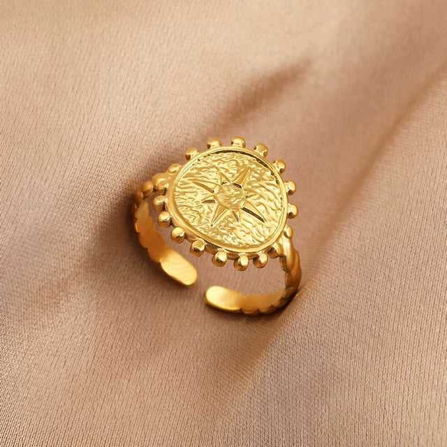 Vandfast Og Regulerbar Ring Af Forgyldt Stål - Uniq Perler - 115164