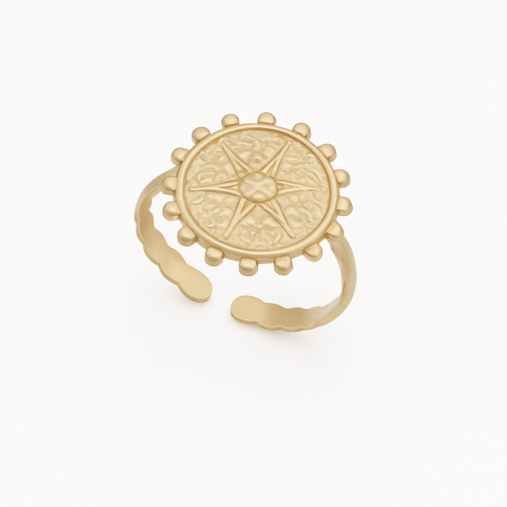 Vandfast Og Regulerbar Ring Af Forgyldt Stål - Uniq Perler - 115164