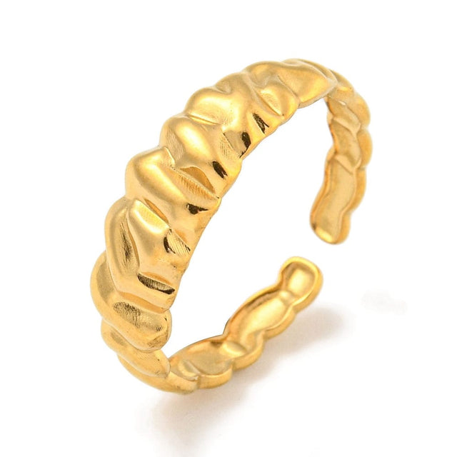 Vandfast Og Regulerbar Ring - Forgyldt Stål (16 - 19mm) - Uniq Perler - 115984