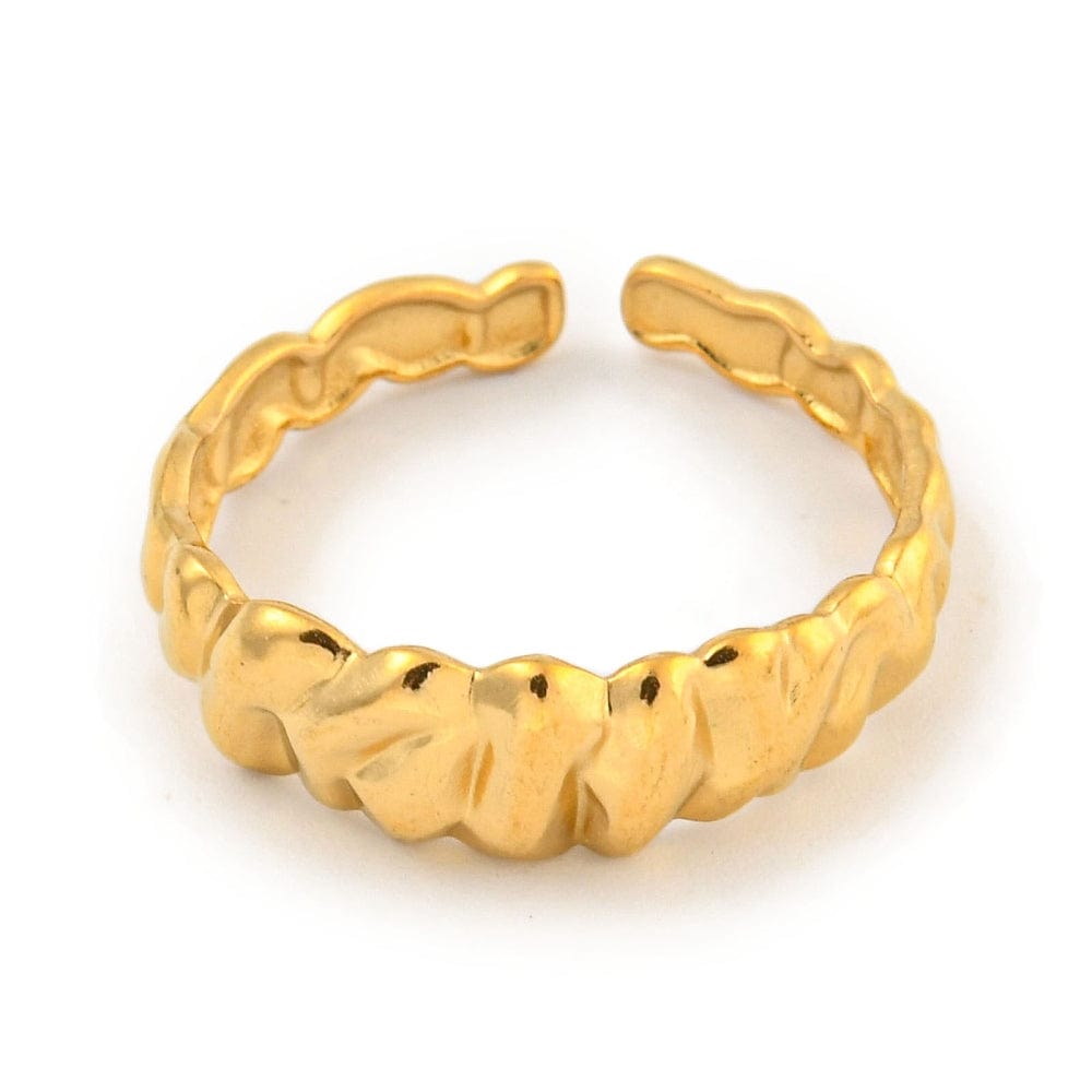 Vandfast Og Regulerbar Ring - Forgyldt Stål (16 - 19mm) - Uniq Perler - 115984