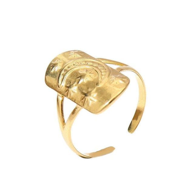 Vandfast Og Regulerbar Ring - Forgyldt Stål (16 - 19mm) - Uniq Perler - 116076