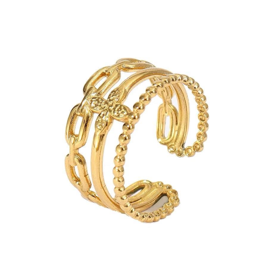 Vandfast Og Regulerbar Ring - Forgyldt Stål (16 - 19mm) - Uniq Perler - 116077