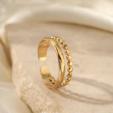 Wasserfester und verstellbarer Ring, Vergoldet Stahl - Uniq Perler - 115563