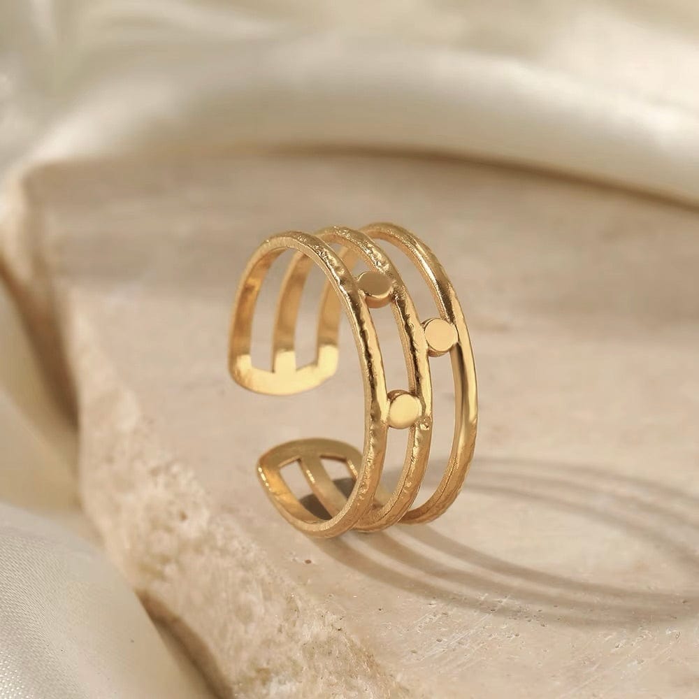 Vandfast Og Regulerbar Ring, Forgyldt Stål - Uniq Perler - 115570