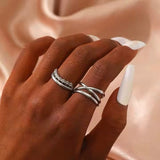 Vandfast Og Regulerbar Ring i Stål, (1 sæt af 2 stk.) - Uniq Perler - 115562