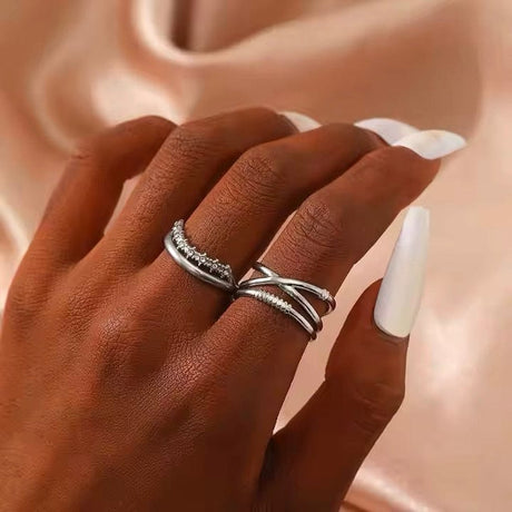 Vandfast Og Regulerbar Ring i Stål, (1 sæt af 2 stk.) - Uniq Perler - 115562