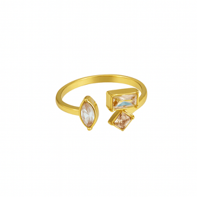 Water-resistant And Adjustable Ring With Colored Zirconia Stone - Uniq Perler - 115577