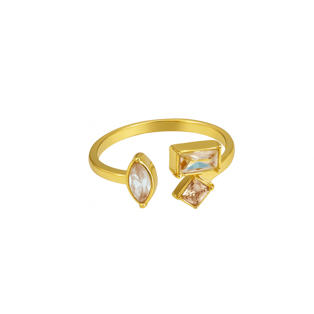 Vandfast Og Regulerbar Ring Med Farvet Zirkonia sten - Uniq Perler - 115577