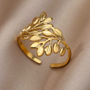Wasserdichter und verstellbarer Ring mit dem Lebensbaum aus Vergoldet Stahl - Uniq Perler - 114647