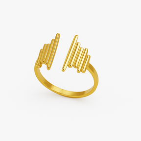 Wasserdichter und verstellbarer Ring mit Muster aus Vergoldet Stahl - Uniq Perler - 114650