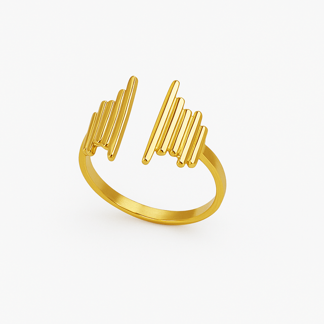 Vandfast Og Regulerbar Ring Med Mønster Af Forgyldt Stål - Uniq Perler - 114650