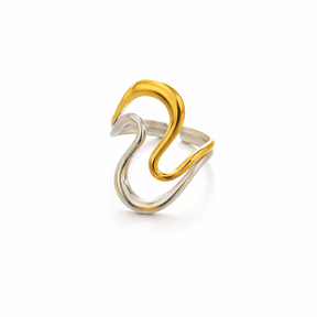 Wasserdichter und verstellbarer zweifarbiger Ring, Vergoldet Stahl - Uniq Perler - 