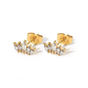 Water-resistant Ear studs With small Zirconia stones - Uniq Perler - 561199