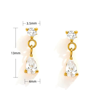 Water-resistant Ear studs With Zirconia Drop - Uniq Perler - 113991