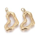 Vandfast Organisk Hjerte Vedhæng, Forgyldt Stål, (21x16mm) - Uniq Perler - 927291