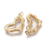 Vandfast Organisk Hjerte Vedhæng, Forgyldt Stål, (21x16mm) - Uniq Perler - 927291