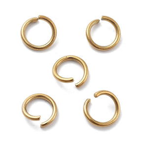 Water-resistant Jump ring/O - Rings – Open, 18K Gold-plated Steel (10.5x1.4mm) 20 pcs - Uniq Perler - 115109