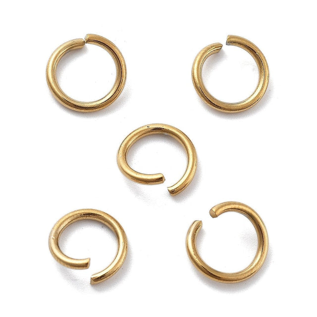 Vandfast Øsken/O - Ringe – Åben, 18K Forgyldt Stål (10,5x1,4mm) 20 stk - Uniq Perler - 115109