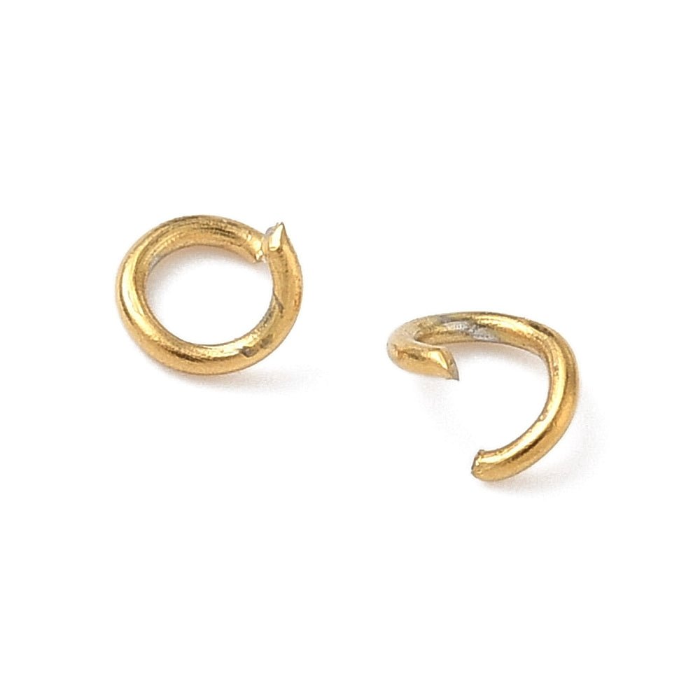 Vandfast Øsken/O - Ringe – Åben, Forgyldt Stål (4x0,7 mm, 10 stk.) - Uniq Perler - 117043