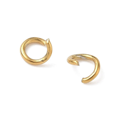 Vandfast Øsken/O - Ringe – Åben, Forgyldt Stål (4x0,7 mm, 10 stk.) - Uniq Perler - 117043